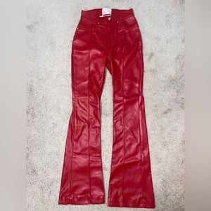 REVICE denim Venus Flare Leather pants. Color:Red Size: 28